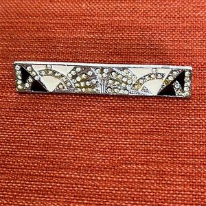 Vintage deco enamel and rhinestone pin